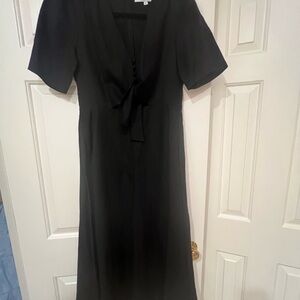 HUNTER BELL Black Linen Dress with cutout